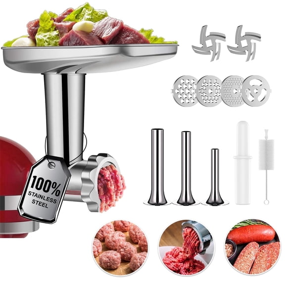 TOCOKEID All Stainless Steel Meat Grinder Attachment for KitchenAid Stand Mixer,Dishwasher-Safe