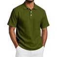 thumbnail image 3 of Trgacdwlo Mens Polo Shirts Linen Raglan Men Short Sleeve Shirt Summer Lightweight Moisture Wicking Mens Golf Polo Shirt Green M, 3 of 9