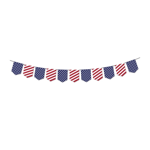 SLYNSHome Red White Blue Garland for 250th Anniversary Party Supplies Patriotic Banner with Flag & Stars Decorative Hanging Bunting for Home Mantel Independence Day