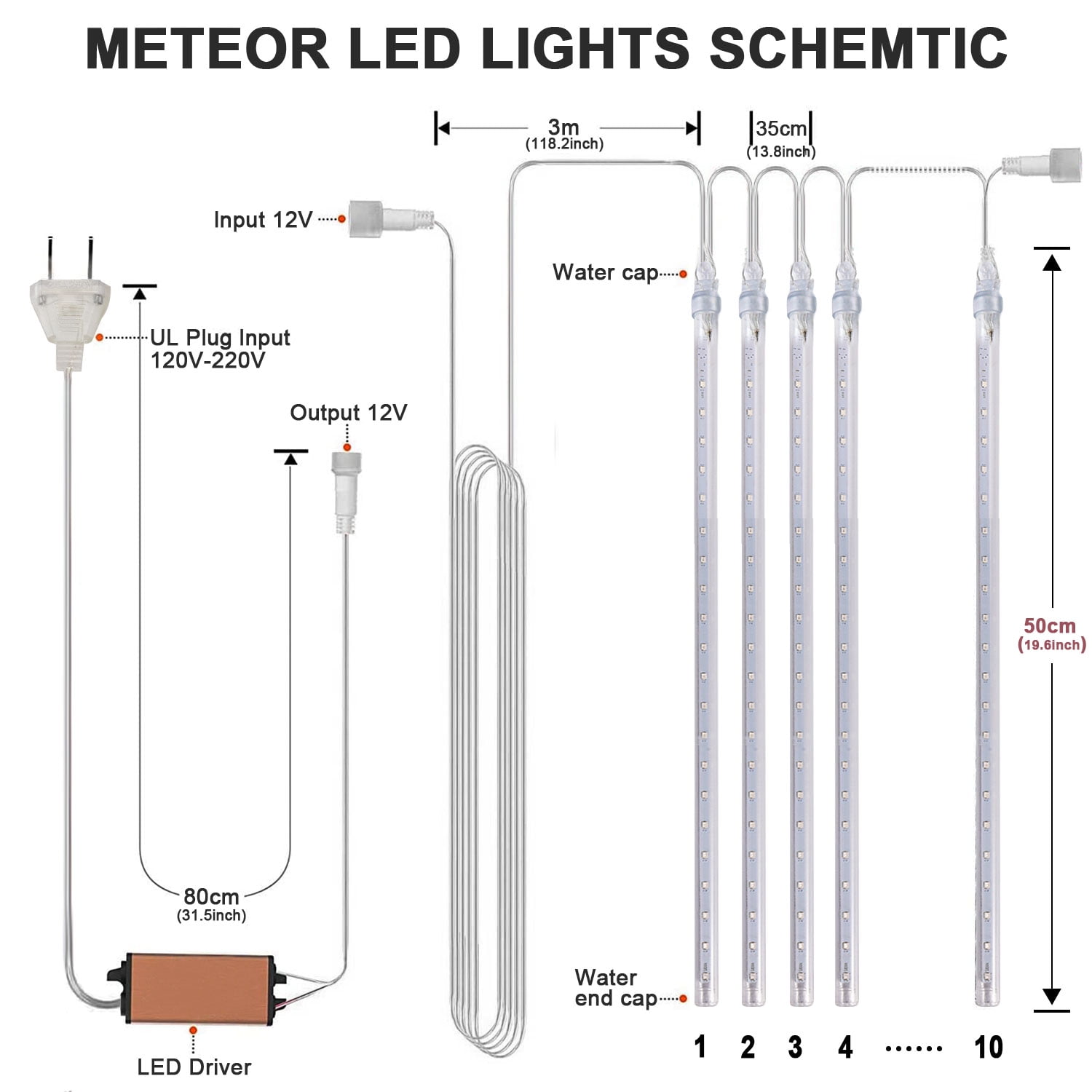 Upgraded 50cm 10 Tubes 540 Led Meteor Shower Rain Lights Drop Icicle Snow Falling Raindrop Cascading Lights For Wedding Party Christmas New Year Garden Tree Home Decor Blue Walmart Com