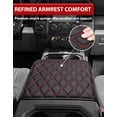 thumbnail image 6 of KBH Center Console Cover for Ford F150 Accessories 2015-2020, F250 F350 F450 F550 2017-2022, Expedition 2018-2024, Car Middle Lid Seat Armrest Cover Protector, Black-Red Stitch, 6 of 7
