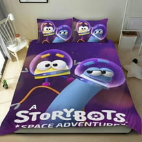 Cartoon 3 Piece Bedding Set A StoryBots Movie Comforter Set Cute Duvet Cover Sets Super Soft Girls Bedding Set Kids Bedroom Gifts,1 Duvet Cover with 2 Pillowcases Twin