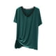 thumbnail image 2 of Pijama de manga corta para mujer, moda, talla grande, cuello en V, color liso, encaje, cuello en V, camiseta de manga corta, abrigo para casa, blusa de poliéster para mujer, 2 of 3