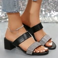 thumbnail image 3 of IUJSOY Women's Low Block Heels Sandals Two Strap Rhinestone Open Toe Dress Pumps Shoes, 3 of 9
