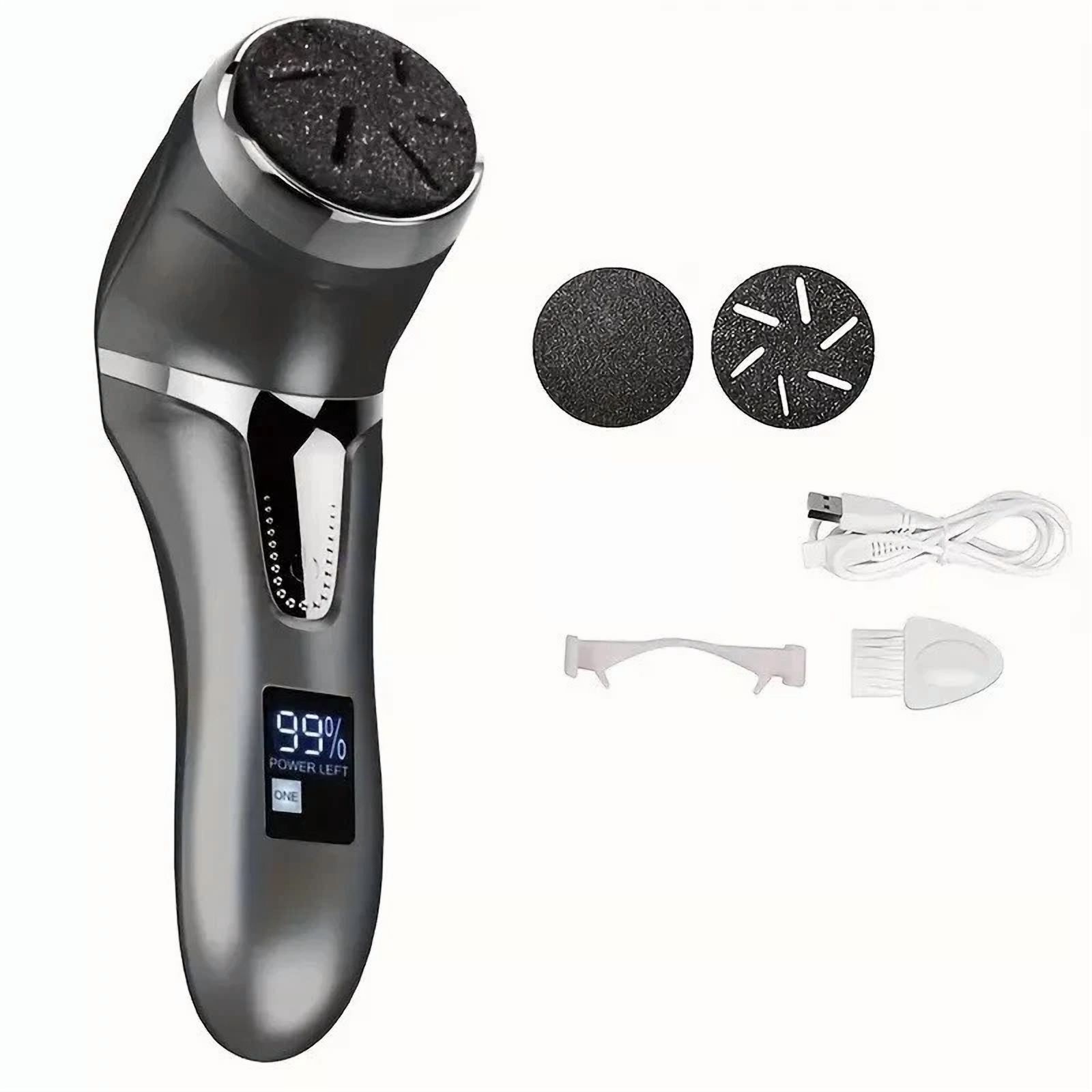Portable Rechargeable Waterproof Electric Callus Remover With 3 Head & Lcd Black