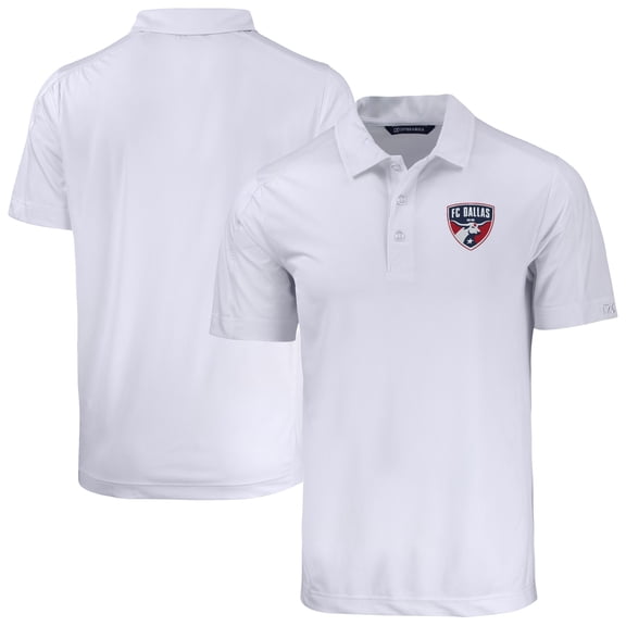 Men's-Cutter & Buck  White FC Dallas Prospect Eco Textured Stretch Recycled Polo