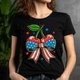 thumbnail image 5 of Cherry Bow Graphic Tee | Vintage Retro Cartoon Style T-Shirt for Women , ColumbiaBlue, XL, 5 of 6