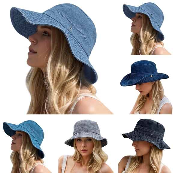 LILIYA Bucket Hat for Women Men Wide Brim Packable Sun Hat Denim 2026 Summer Beach FashionTravel Outdoor Fishing Cap