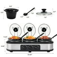 thumbnail image 5 of Calentador de alimentos triple de cocción lenta con 3 modos de temperatura ajustables, olla de cocción lenta con olla de cerámica de 1,5 cuartos, tapa de vidrio extraíble y 3 cucharas de PVC, apto par, 5 of 5