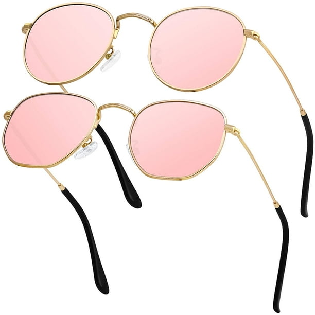 Gafas de sol polarizadas redondas pequeñas para mujer y hombre, gafas de sol cuadradas hexagonales Vintage, protección UV400 Adepaton CJWUS-4780