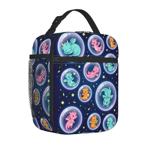 Cute Dinosaur Lunch Bag Reusable Zipper Closure Leakproof Insulated Lunch Box Cooler Tote Bag Food Container Snack Bag