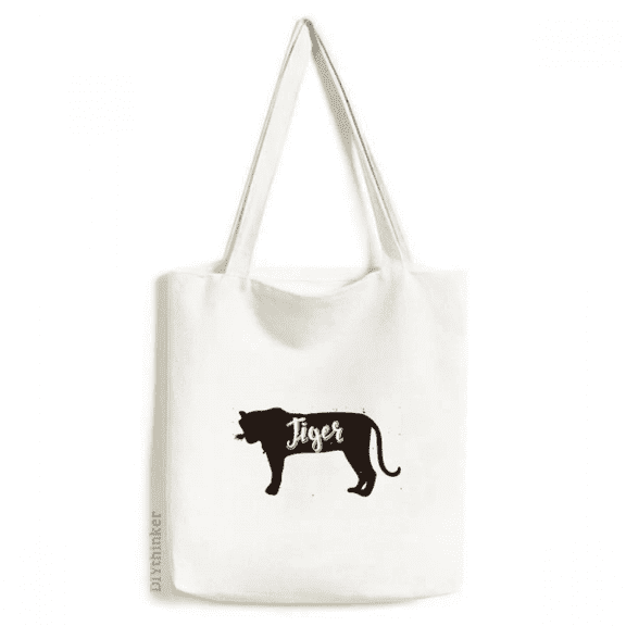 Tiger Black And White Animal Tote Canvas Bag Shopping Satchel Casual Handbag