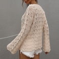thumbnail image 4 of Suéter de crochet para mujer Suéter de crochet de color puro Ahueca hacia fuera el suéter de punto de manga larga Albaricoque S, 4 of 6
