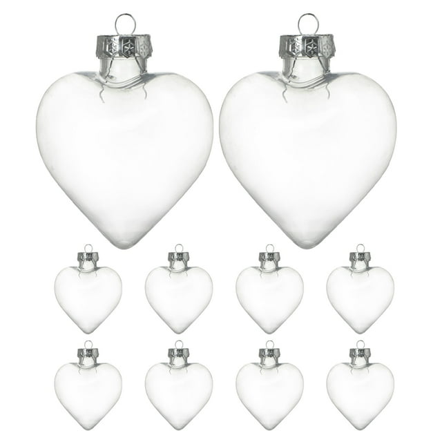 10 adornos transparentes en forma de corazón, bolas de plástico rellenables para árbol de Navidad, manualidades, decoración navideña, recuerdos de fiesta para bodas y ocasiones especiales.