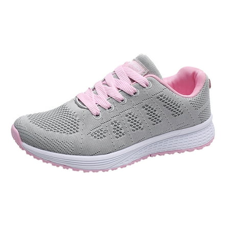 GHIIYER Sneakers for Women Women Fashion Mesh Round Toe Lace up Flat Sneakers Running Shoes Casual Shoes Daily Wear