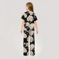 thumbnail image 4 of Abcomgle Lounge Sets for Girls 10-12 Girls 2 Piece Outfits Vintage Floral Print Short Sleeve Tshirts and Wide Leg Pants Set Cute Casual Girls Lounge Set,11-12 Years, 4 of 4