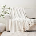thumbnail image 3 of Dark Grey Throw Blanket for Couch, Decorative Knit Grey Blanket with Tassels, Soft Warm Cozy Couch Throw Blankets, 50" x 60", 3 of 5