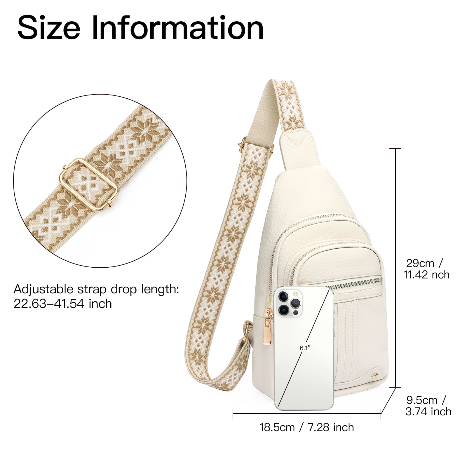 GAEKEAO Crossbody Sling Bag for Women, Travel Leather Crossbody Bags Fanny Packs for Women Small Crossbody Purse Chest Bag