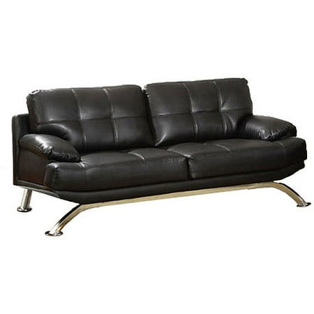 Venetian Black Stone Bonded Leather Sofa Black Walmart Com