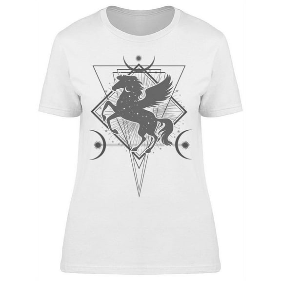Pegasus Over Geometrical Design  T-Shirt Women -Image by Shutterstock, Female Medium