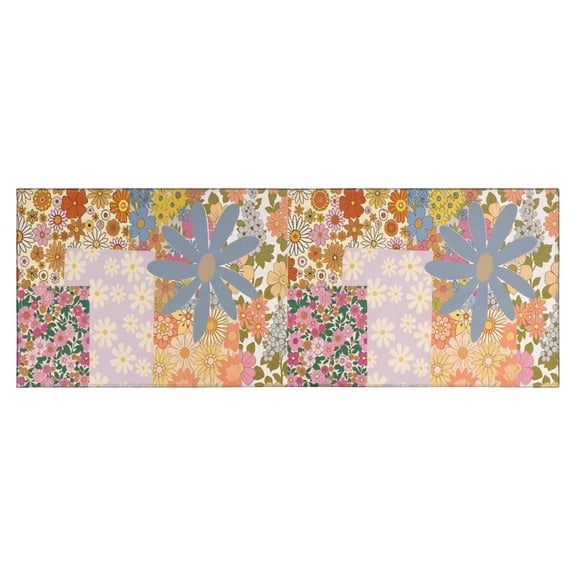 Pioneer Flower Floral Print Pattern Kitchen Rug Mat,Kitchen Runner Rugs Non Skid Washable,Decorative Kitchen Floor Mats for Kitchen,Sink,Laundry,17"X47"