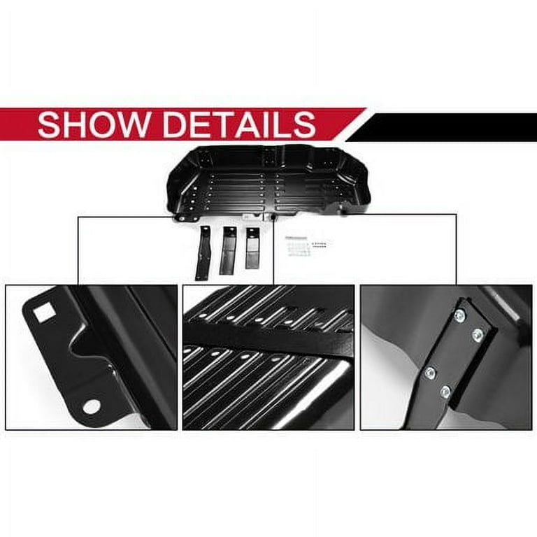 Kojem Fuel Tank Skid Plate Guard For 05-10 Jeep Grand Cherokee / 06-09 Commander - Black Powder Coated Steel | Replacement For 52090270AF, Heavy Duty Underbody Protection