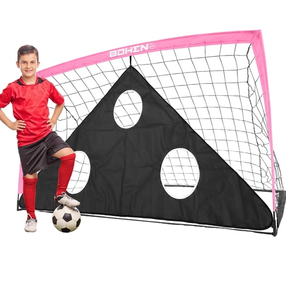 BOHEN 6x4FT Portable Soccer Goal for Kids Backyard Youth Soccer Goal with Net Ground Stakes with Carry Bag