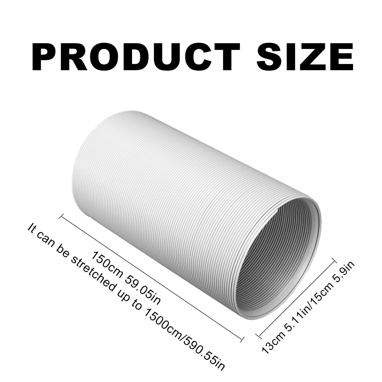 1.5m x 13cm Portable Air Conditioner Exhaust Hose, Flexible PVC Ventilation Hose Extension, Left-Hand Thread (Counter-Clockwise) AC Vent Hose for Air Cooler & Portable AC Units