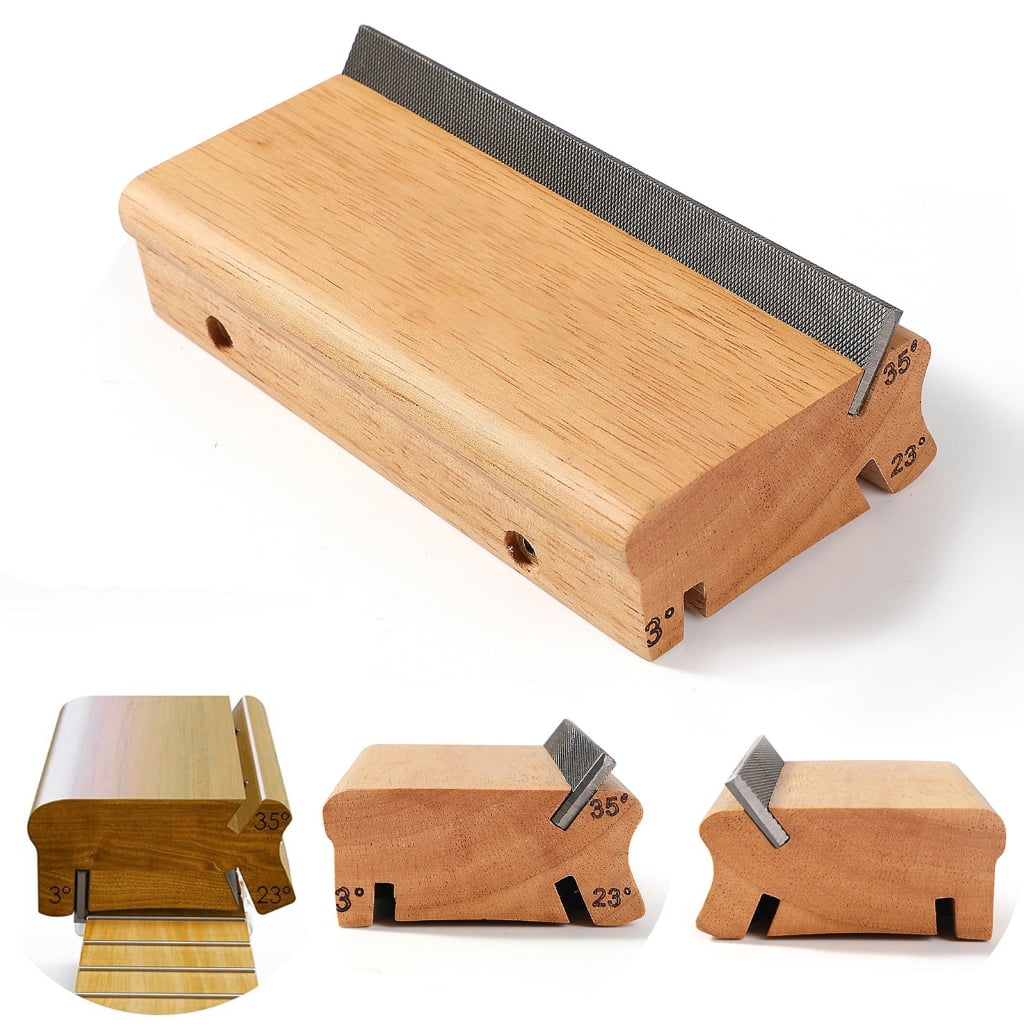 MANNYA Guitar Frettrimmer Tool 3/23/35 Degree Wood Texture for Burrs on Electric Bass Ukulele Fretboards
