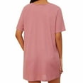 thumbnail image 4 of QUINDOS Womens Pajamas Short Mini Nightgowns for Women Short Sleeve Striped Sleep Shirt Casual Solid Waffle Loose Sleepwear Night Dress, 4 of 4
