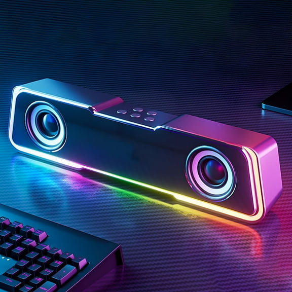 GJX Sound Bar with Subwoofer for Smart TV, 2.1 CH Small TV Soundbar Speakers with Colorful Backlight Support Wireless Bluetooth 5.3/Optical, (Black with Subwoofer)