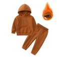 thumbnail image 2 of Mercatoo Outfits for Juniors Kids Soft Cotton Warm Crewneck Long Sleeve Hooded with Pockets Solid Color Sports Sweatshirt Set, 2 of 9