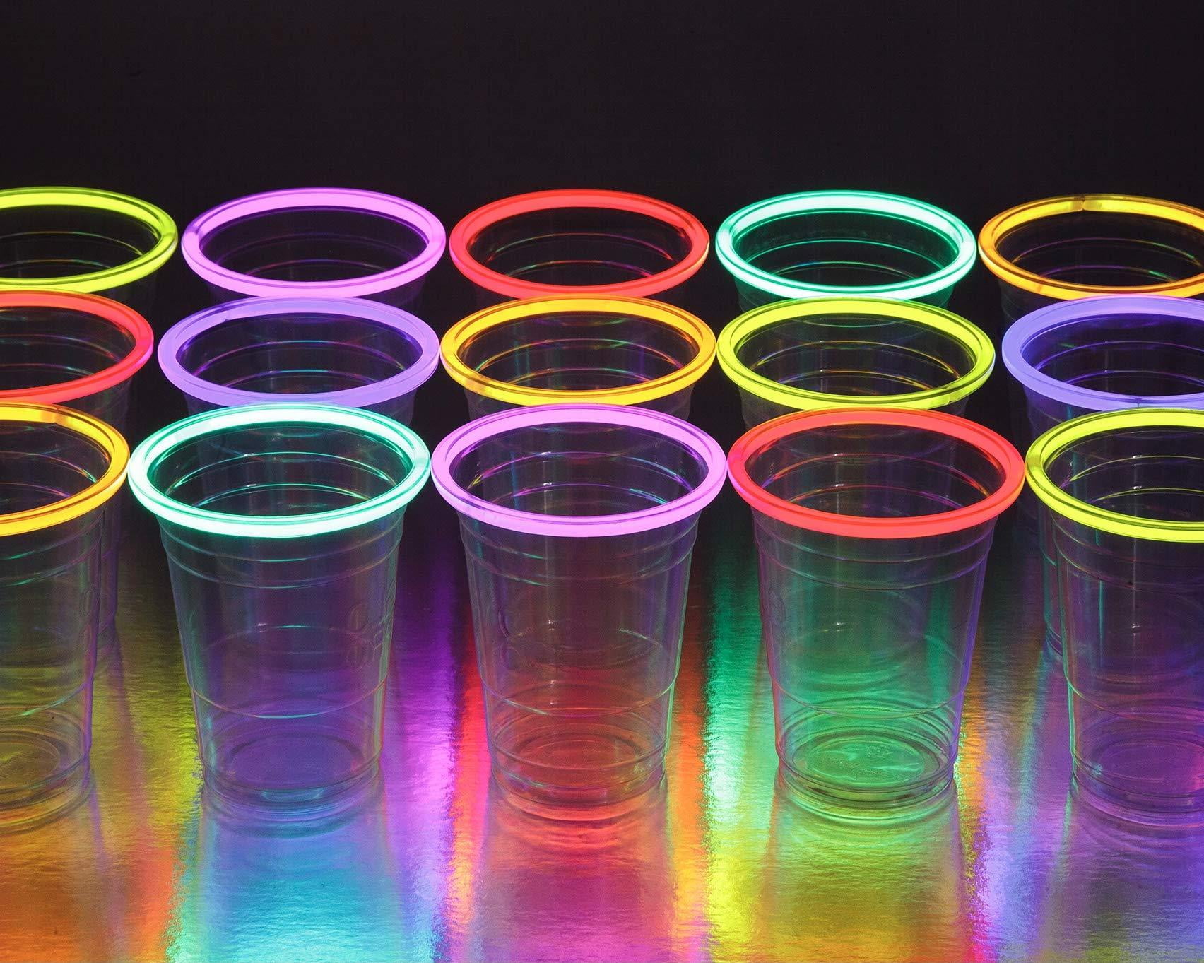 Glow Cups Party Pack with Flashing Color with Mark Stickers 16oz Glowing Party Cups for Indoor Outdoor Party Event Fun,Light Up Cups for Night Event Favor Decorations Supplies 24Pack 
