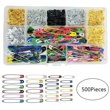 SagaSave 500Pcs Safety Pins with Storage Case for Stitch Markers Art Craft Sewing Jewelry Making