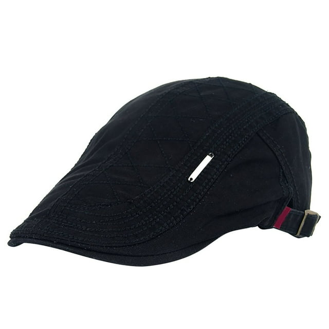 Grid Pattern Retro Autumn Winter Cotton Men Flat Peaked Cap Newsboy Hunting Hat