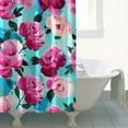 thumbnail image 5 of Floral Shower Curtain Watercolor Botanical Bathroom Decor Rustic Flower Design Fabric Bath Curtain for Tub Country Style Home Accessories with Hooks，84x72in(210x180cm), 5 of 5