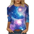 thumbnail image 2 of JTZGDY Womens 3/4 Sleeve Tops Dressy Casual Plus Size Teen Girls Cute Tie Dye Starry Sky Oversized Tunic Blouse Crewneck Basic Graphic T-Shirts Fashion 2025 Outfit Clothes Multicolor#08 L, 2 of 6