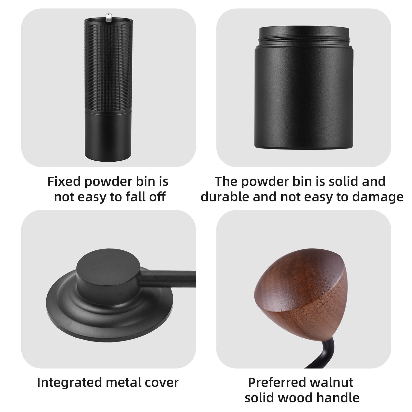 Suodoka 5‑Core Stainless Steel Manual Coffee Grinder with Ergonomic Wood Crank, 24‑Gear Digital Adjustment, 25g Powder Bin, Aluminum Alloy Body, Portable & Durable