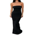 thumbnail image 1 of Femmes Off-Épaule Sans Manches Robe d'Été Élégant Bustier Bodycon Cocktail Partie Robe de Plage Streetwear, 1 of 6