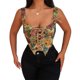 thumbnail image 1 of Chaleco Mujeres sexy Crop Tops Retro Floral Impreso de punto bordado con cordones (Caqui XL) Cgtredaw Para estrenar, 1 of 1