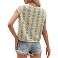 thumbnail image 4 of Cap Sleeve Flower Print Women Casual Knit Crop Tops Sweater Vest, 4 of 6