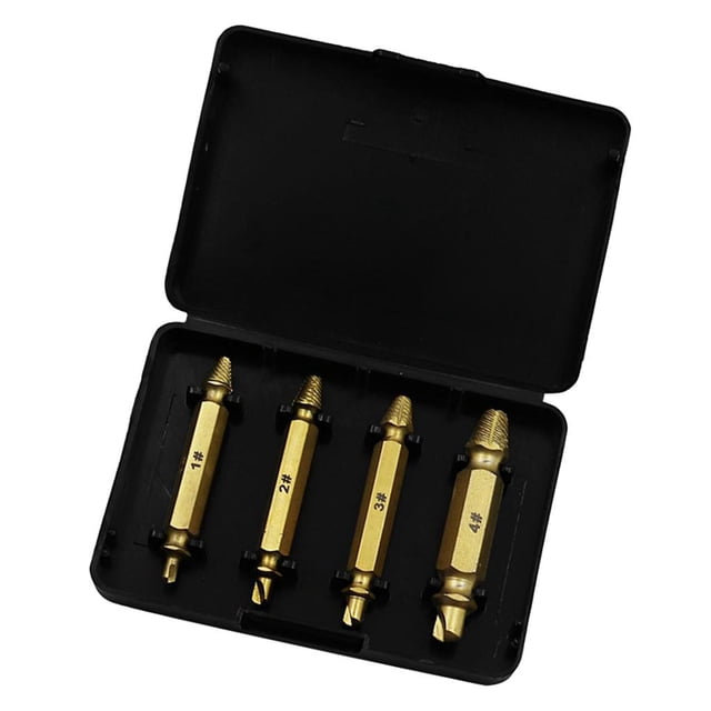 S SERENABLE 4Pcs/Set Damaged Screw Extractor Drill Bits Guide Set Broken Easy Take Out Stud
