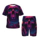 thumbnail image 1 of Balery Purple-Red Skull Conjunto de Pijama Infantil de Manga Corta con Estampado – Ropa de Dormir de Algodón Suave-X-Large, 1 of 6