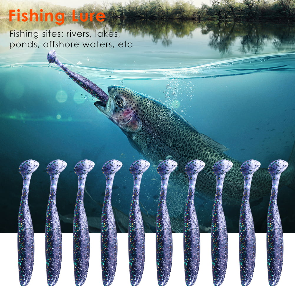 10x Jig Wobblers Worm Soft Lures 7cm 2g Fishing Artificial Rubber Swimbait 