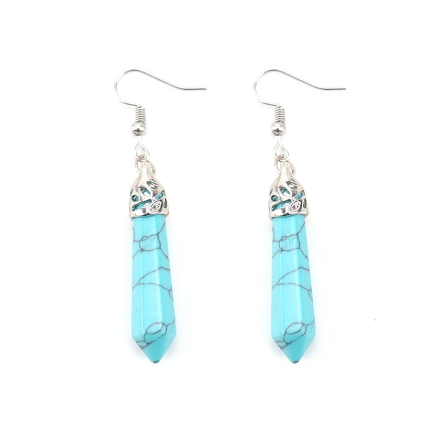 Xiao Hua Pendientes colgantes de cristal con punto de curación de cuarzo natural real para chakras, regalo para el día de San Valentín y el día de la madre, B