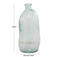 thumbnail image 4 of DecMode 29" Abstract Handmade Spanish Bottleneck Light Blue Recycled Glass Vase, 4 of 13
