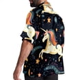 thumbnail image 3 of Starry Unicorn Men's Button Down Hawaiian Poplin Shirt Summer Beach Printed Casual Short Sleeve Unisex Shirts, 3 of 6