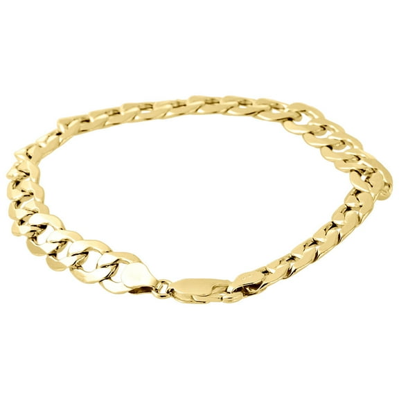 Men's Real 10K Yellow Gold Hollow Cuban Curb Link 8mm Bracelet 8"