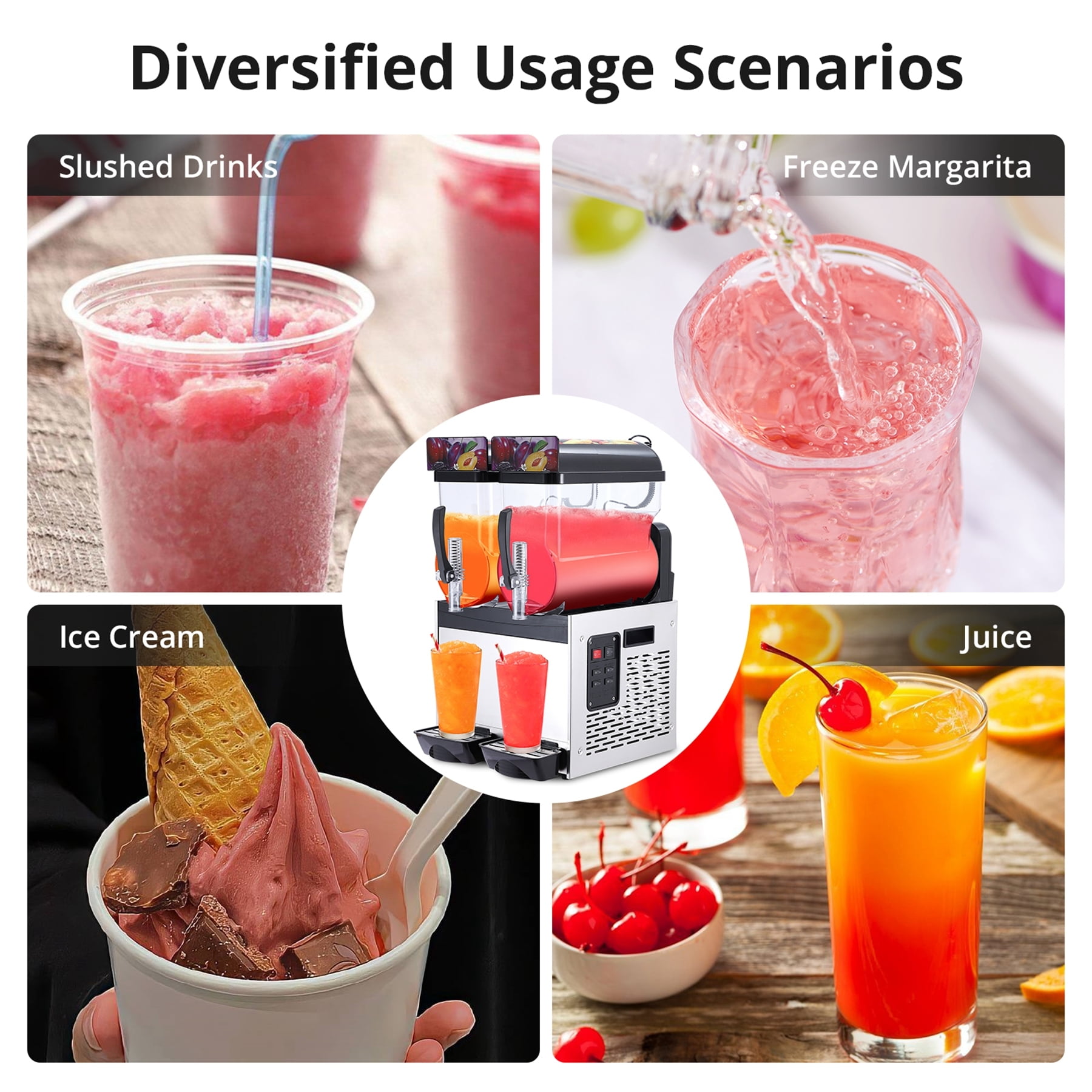 Aoile 2-Tank Commercial Slushy Machine 7.9 Gal, 700W Stainless Steel Frozen Drink Margarita Smoothie Maker