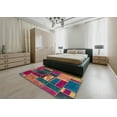 thumbnail image 4 of Ahgly Company Indoor Square Abstract Bright Maroon Red Patchwork Area Rugs, 7' Square, 4 of 6